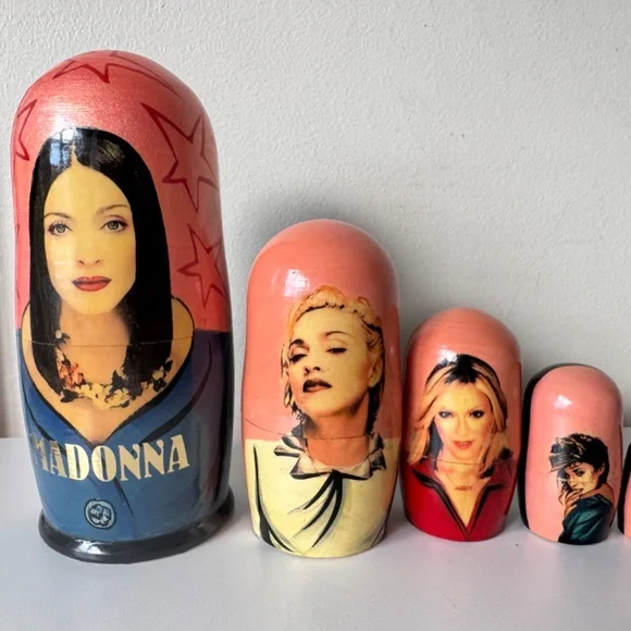 Artist Signed 2002 Madonna Russian Nesting Dolls Set of 5 Matryoshka Pop Art - Picture 8 of 12